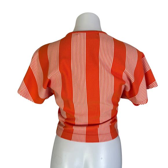 ❌SOLD❌ Bishop & Young | Women's Orange White Stripe Twist Top | Size: S - Picture 5 of 6